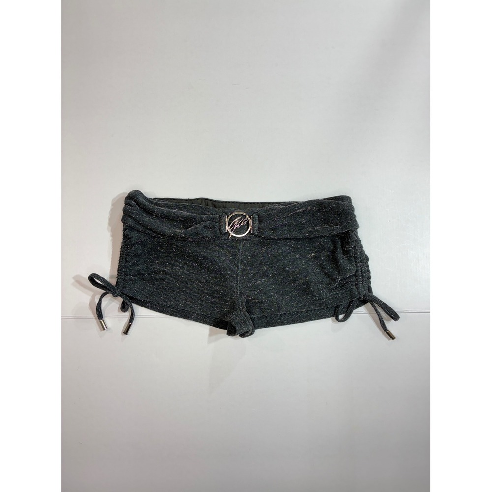 I.AM.GIA Shorts Women XS Charcoal Grey Metallic Ruched Logo Buckle GIA15213